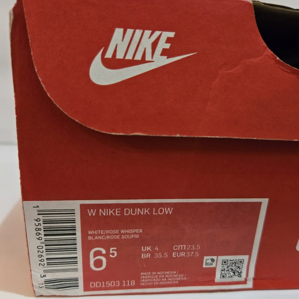 Nike Dunk Low‎ White Rose Whisper Women's Sneakers Size 6.5